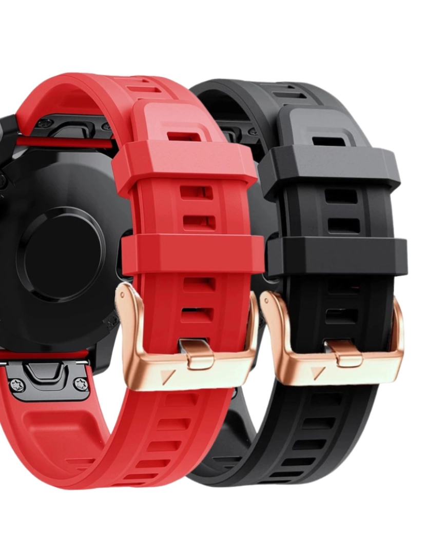 Antiimpacto! - Pack 2x bracelete Silicone fecho metal para Garmin Fenix 7S Vermelho e Preto