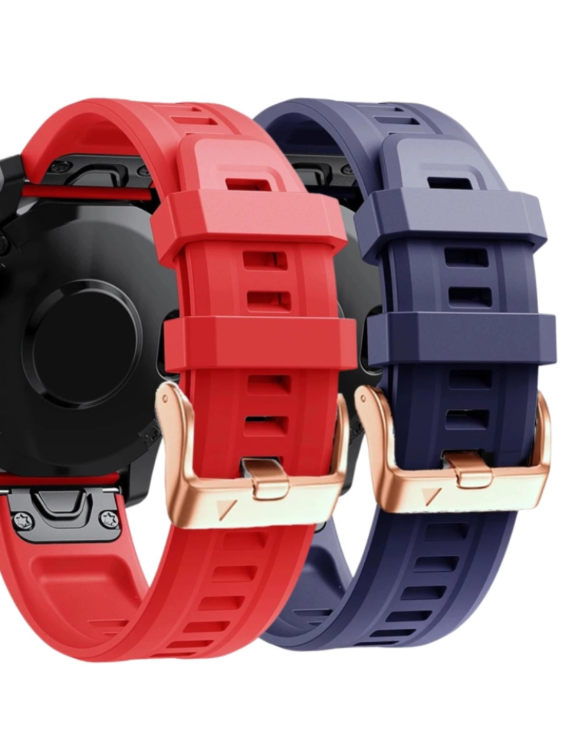 Antiimpacto! - Pack 2x bracelete Silicone fecho metal para Garmin Fenix 7S Pro Vermelho e Roxo