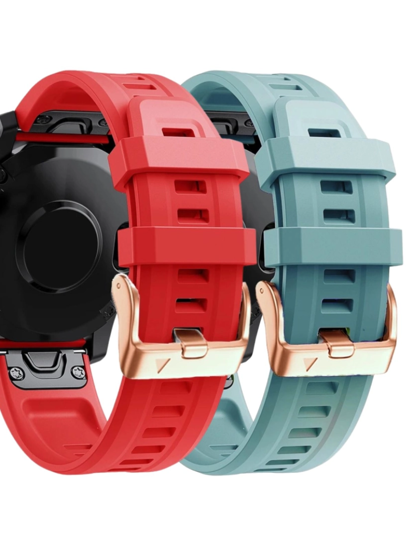 Antiimpacto! - Pack 2x bracelete Silicone fecho metal para Garmin Fenix 7S Pro Vermelho e Turquesa