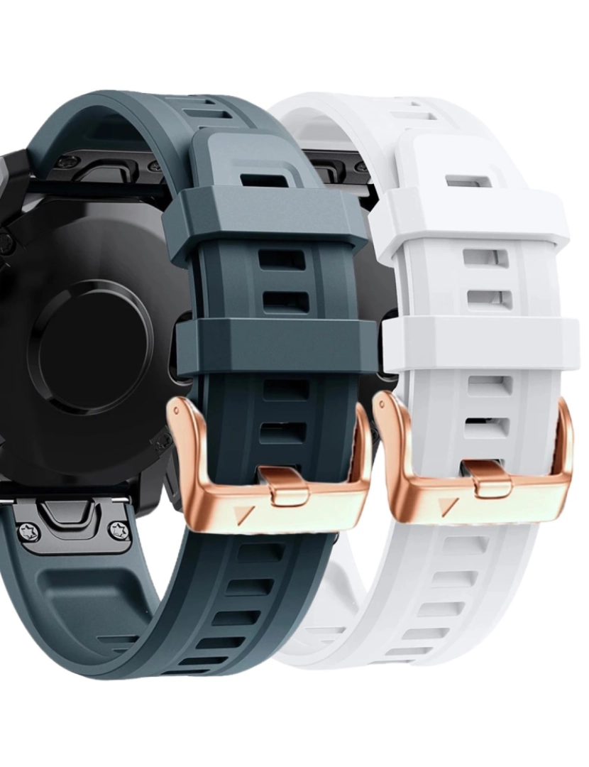 imagem de Pack 2x bracelete Silicone fecho metal para Garmin Instinct 2S Solar Azul escuro e Branco1