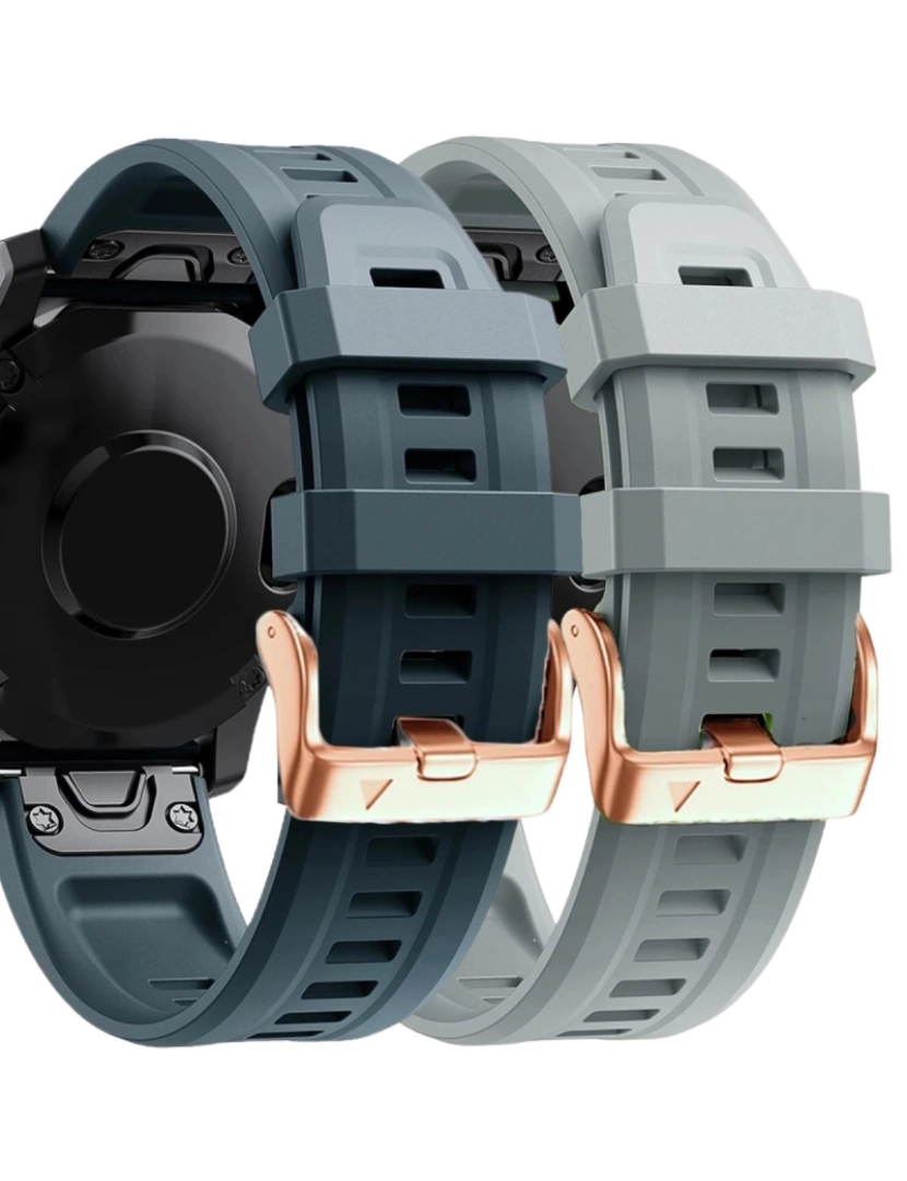 Antiimpacto! - Pack 2x bracelete Silicone fecho metal para Garmin Fenix 5S Plus Azul escuro e Cinzento