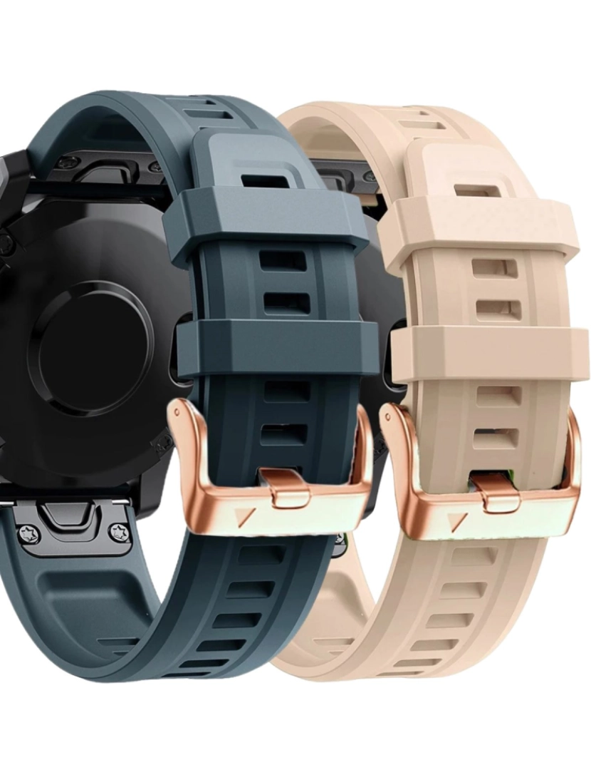 Antiimpacto! - Pack 2x bracelete Silicone fecho metal para Garmin Fenix 5S Azul escuro e Damasco