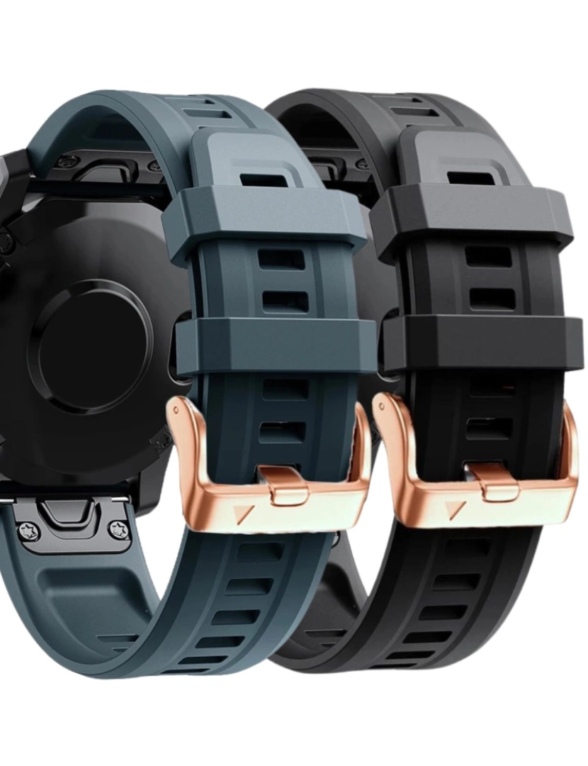 Antiimpacto! - Pack 2x bracelete Silicone fecho metal para Garmin Fenix 7S Pro Azul escuro e Preto