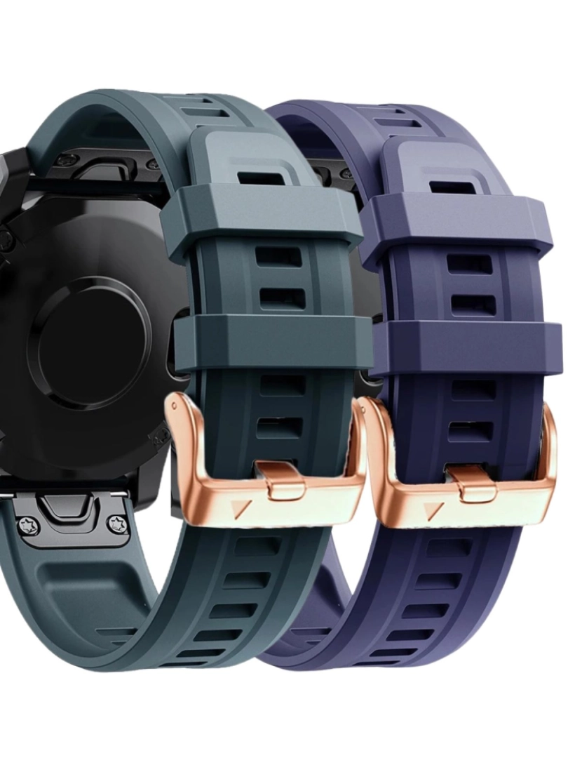 Antiimpacto! - Pack 2x bracelete Silicone fecho metal para Garmin Fenix 7S Pro Azul escuro e Roxo