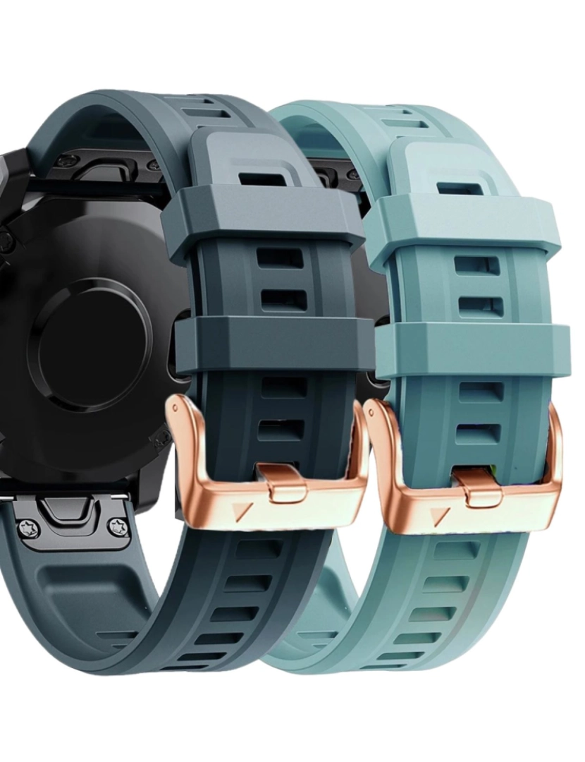 Antiimpacto! - Pack 2x bracelete Silicone fecho metal para Garmin Fenix 7S Azul escuro e Turquesa