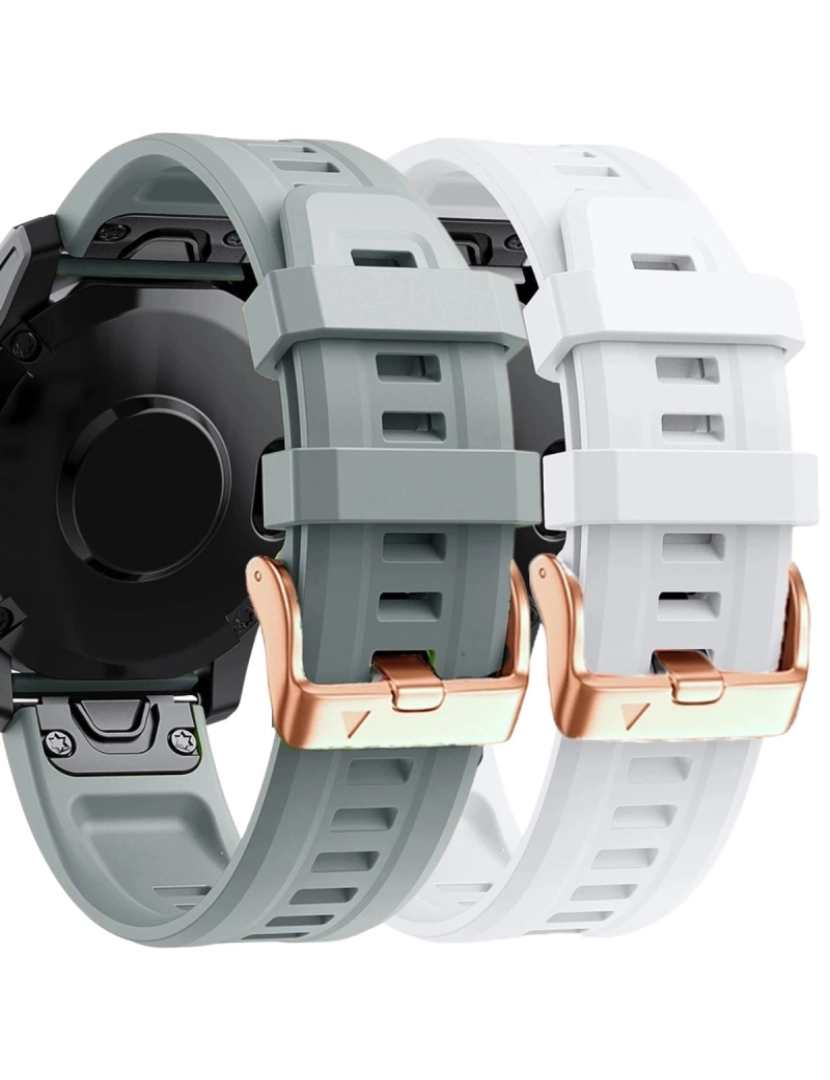 Antiimpacto! - Pack 2x bracelete Silicone fecho metal para Garmin Fenix 7S Pro Cinzento e Branco