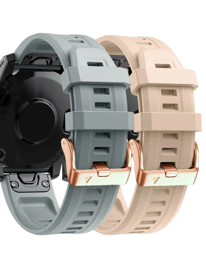 Antiimpacto! - Pack 2x bracelete Silicone fecho metal para Garmin Fenix 7S Pro Cinzento e Damasco