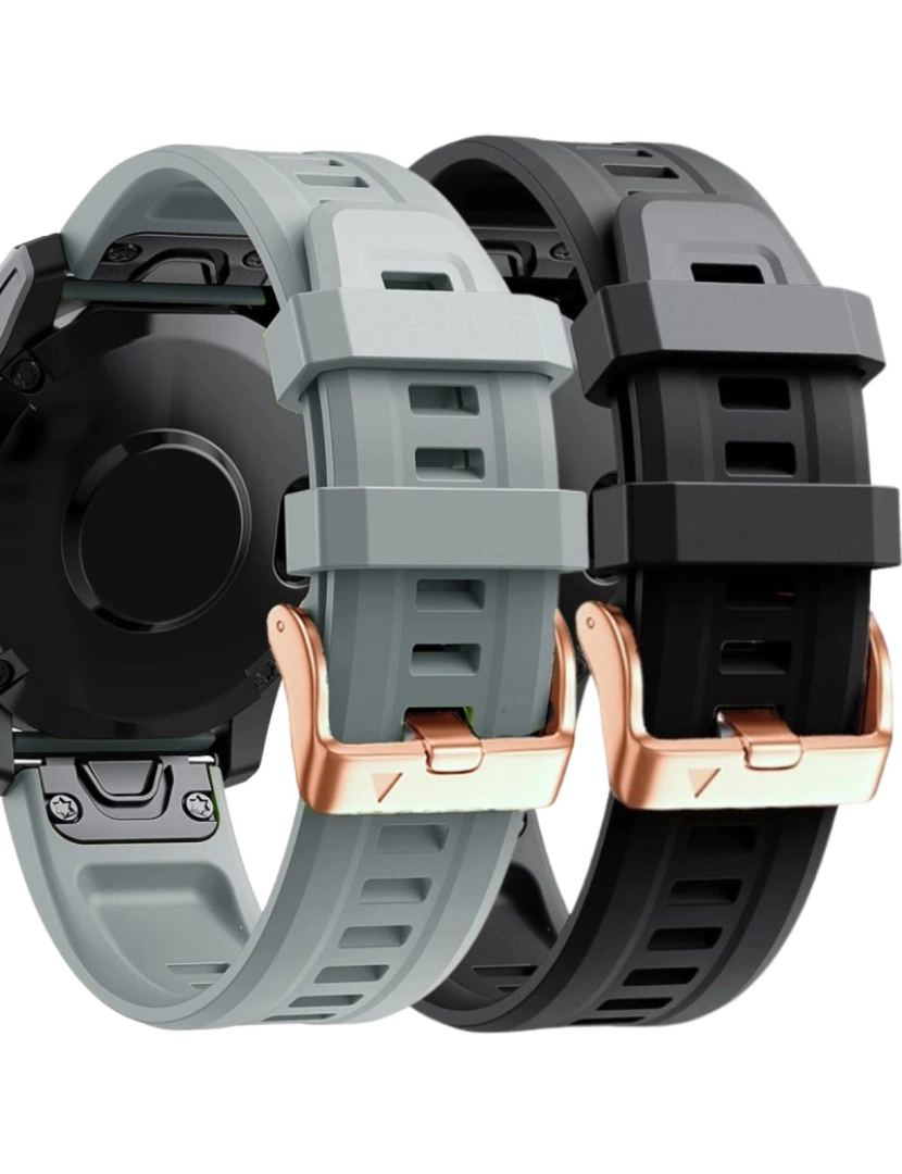 Antiimpacto! - Pack 2x bracelete Silicone fecho metal para Garmin Epix Pro 42mm (Gen 2) Cinzento e Preto