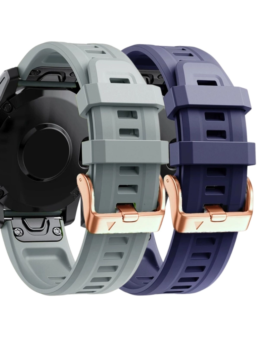 Antiimpacto! - Pack 2x bracelete Silicone fecho metal para Garmin Fenix 7S Pro Cinzento e Roxo