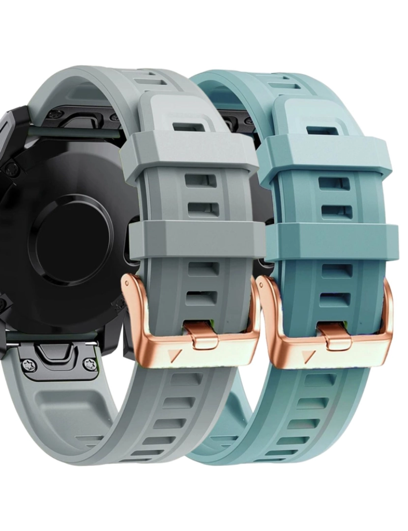 Antiimpacto! - Pack 2x bracelete Silicone fecho metal para Garmin Fenix 7S Cinzento e Turquesa