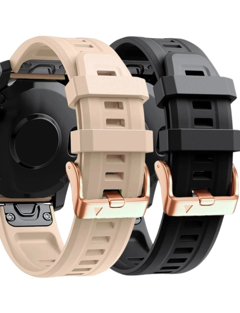 Antiimpacto! - Pack 2x bracelete Silicone fecho metal para Garmin Fenix 7S Damasco e Preto