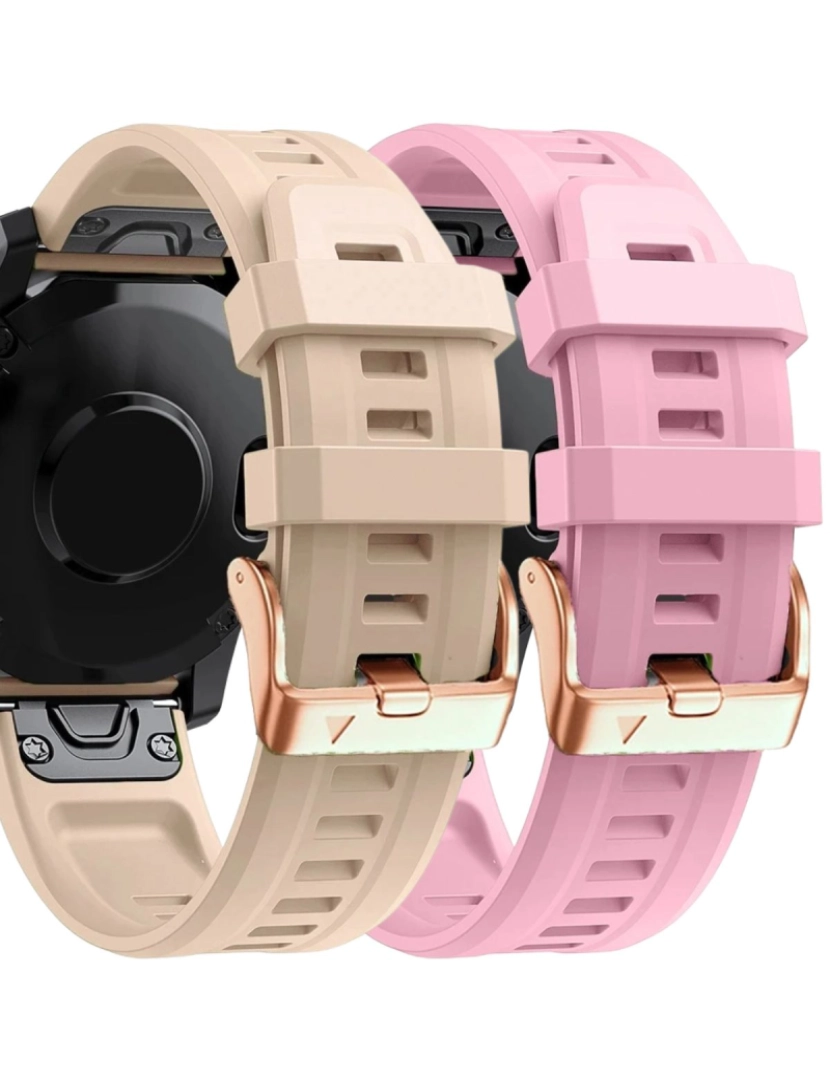 Antiimpacto! - Pack 2x bracelete Silicone fecho metal para Garmin Fenix 7S Damasco e Rosa