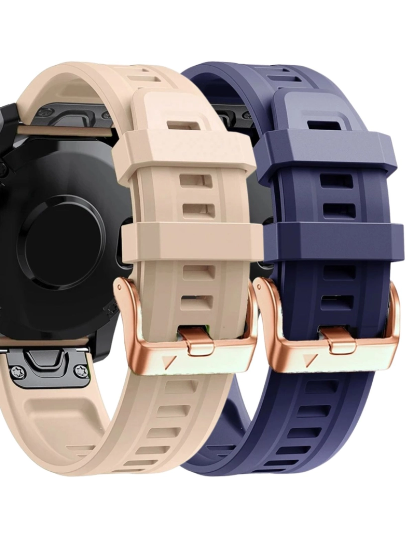 Antiimpacto! - Pack 2x bracelete Silicone fecho metal para Garmin Fenix 7S Pro Damasco e Roxo