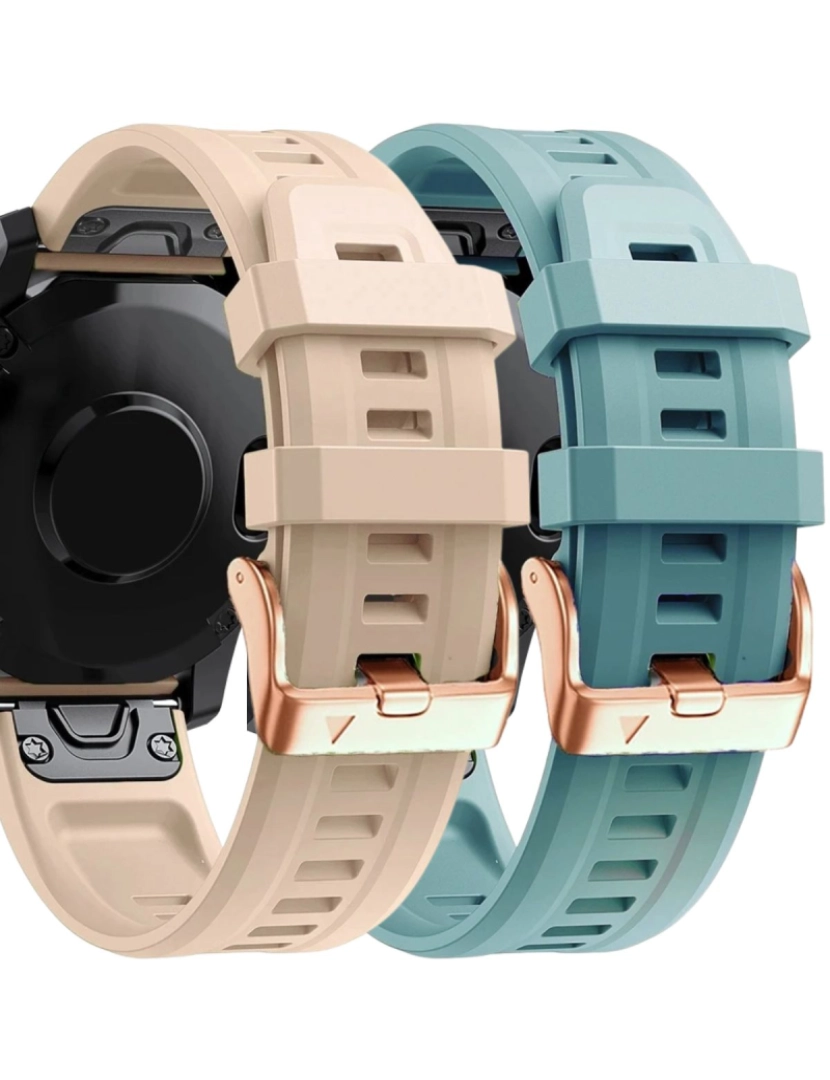 Antiimpacto! - Pack 2x bracelete Silicone fecho metal para Garmin Fenix 7S Damasco e Turquesa