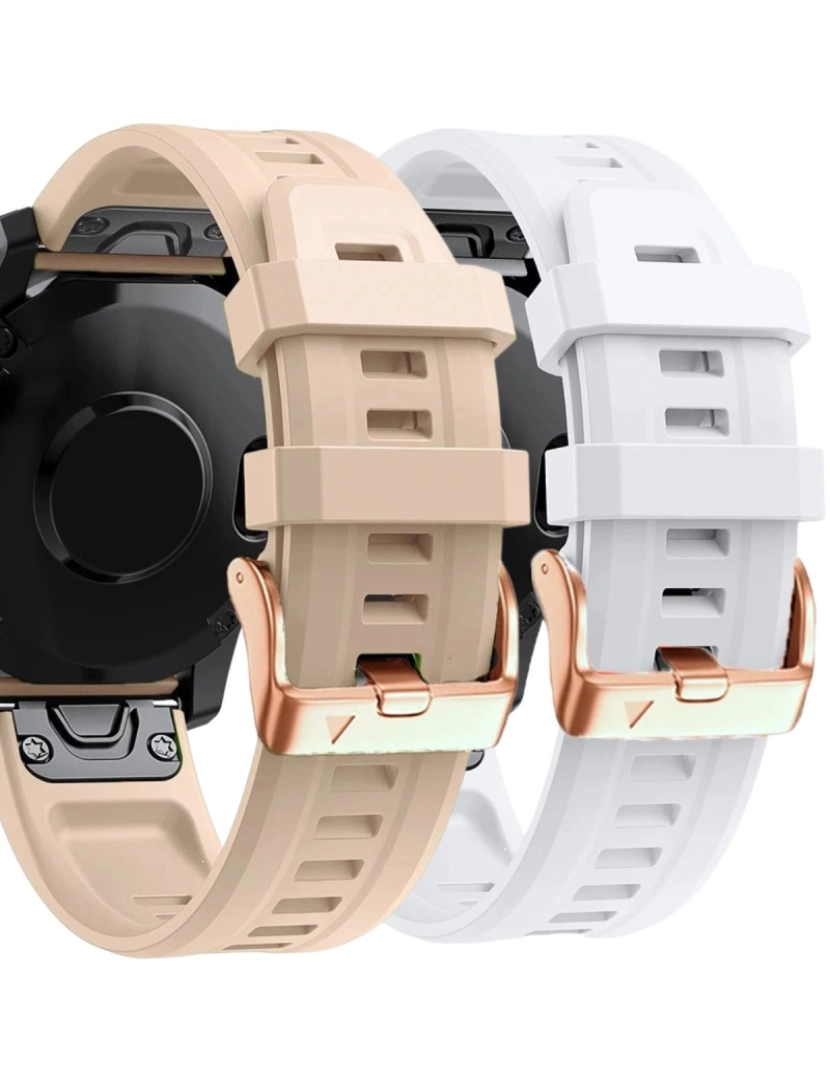 Antiimpacto! - Pack 2x bracelete Silicone fecho metal para Garmin Fenix 7S Damasco e Branco