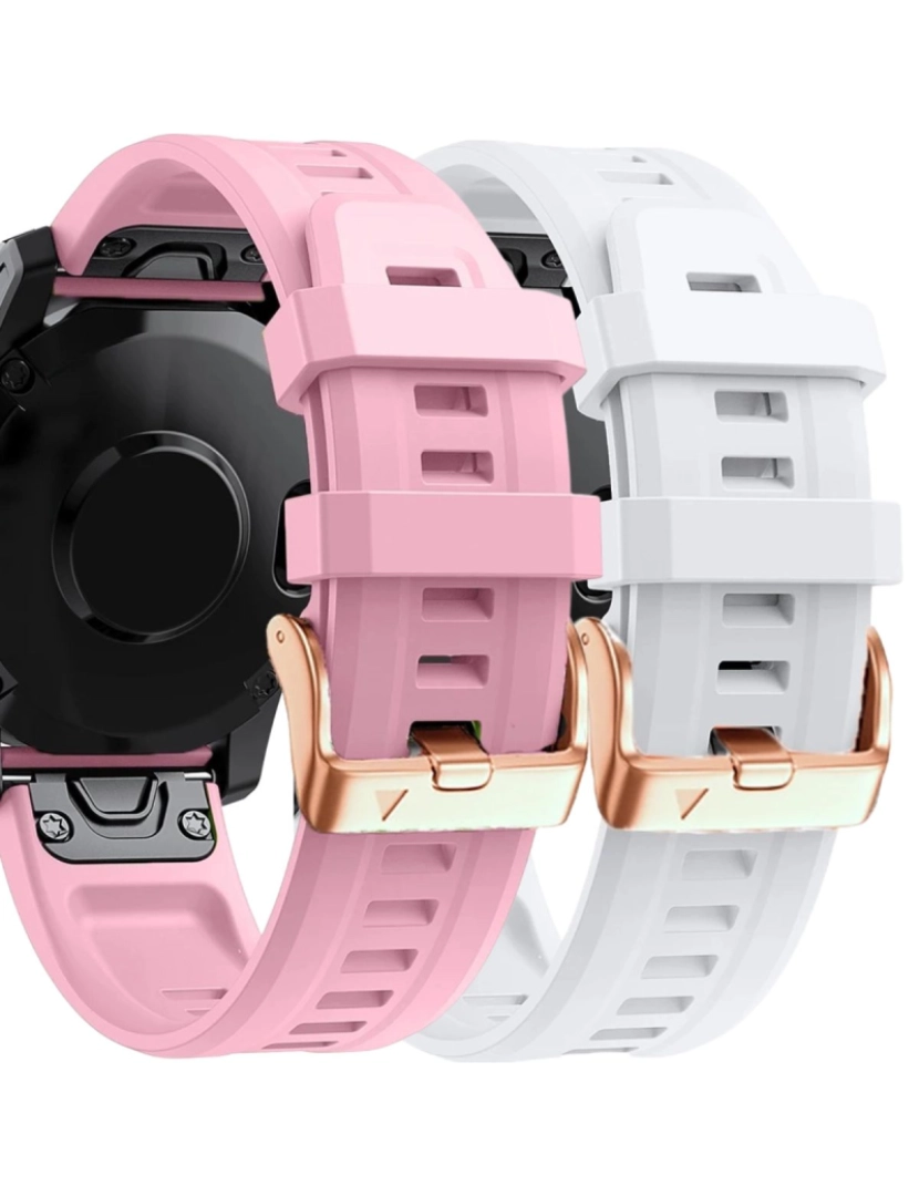 Antiimpacto! - Pack 2x bracelete Silicone fecho metal para Garmin Fenix 7S Rosa e Branco