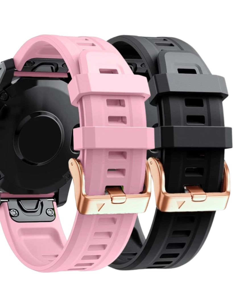 Antiimpacto! - Pack 2x bracelete Silicone fecho metal para Garmin Epix Pro 42mm (Gen 2) Rosa e Preto