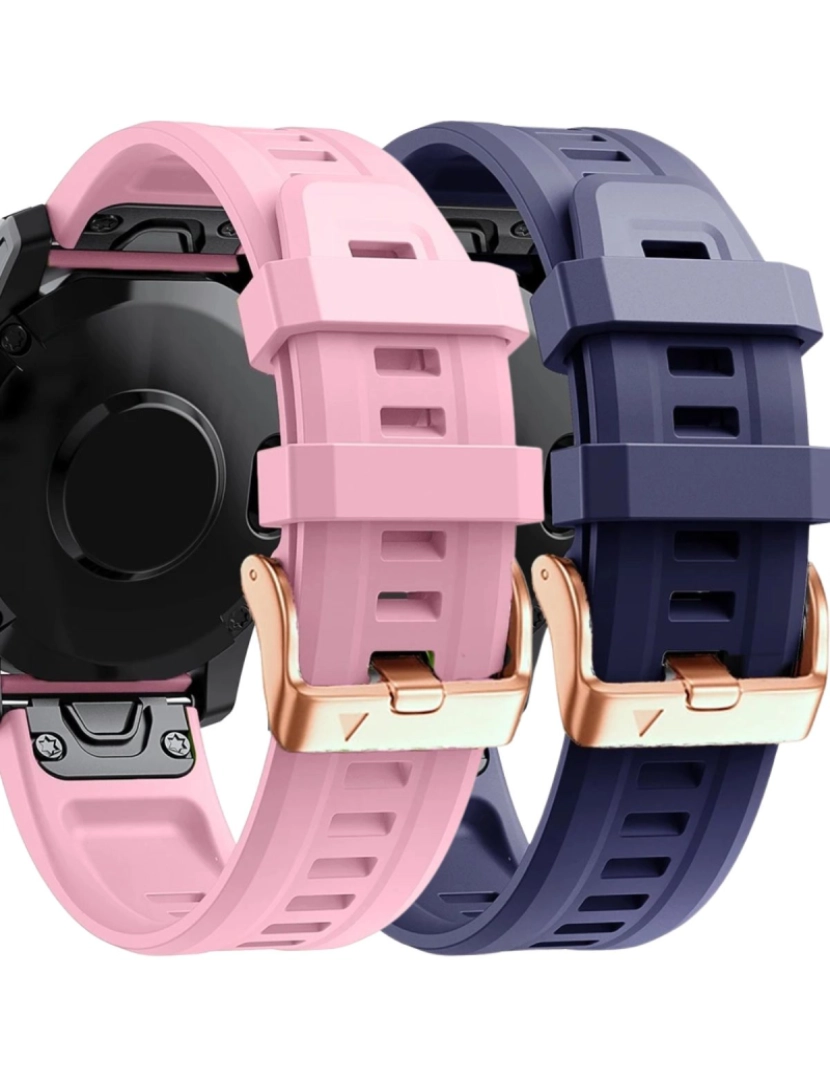 Antiimpacto! - Pack 2x bracelete Silicone fecho metal para Garmin Epix Pro 42mm (Gen 2) Rosa e Roxo