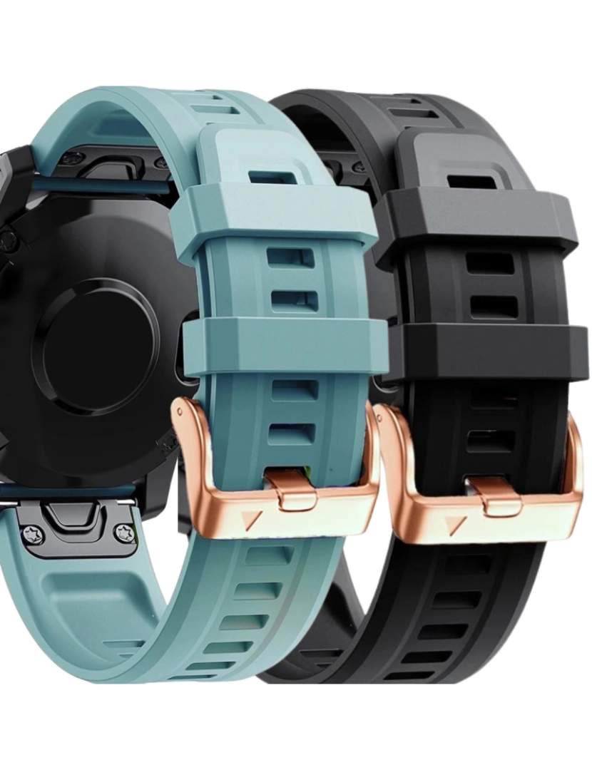 Antiimpacto! - Pack 2x bracelete Silicone fecho metal para Garmin Fenix 7S Turquesa e Preto