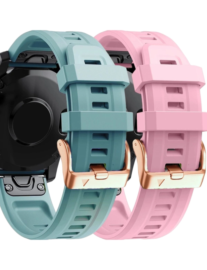 Antiimpacto! - Pack 2x bracelete Silicone fecho metal para Garmin Fenix 7S Pro Turquesa e Rosa