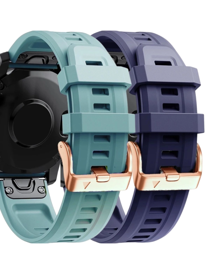 Antiimpacto! - Pack 2x bracelete Silicone fecho metal para Garmin Fenix 7S Turquesa e Roxo