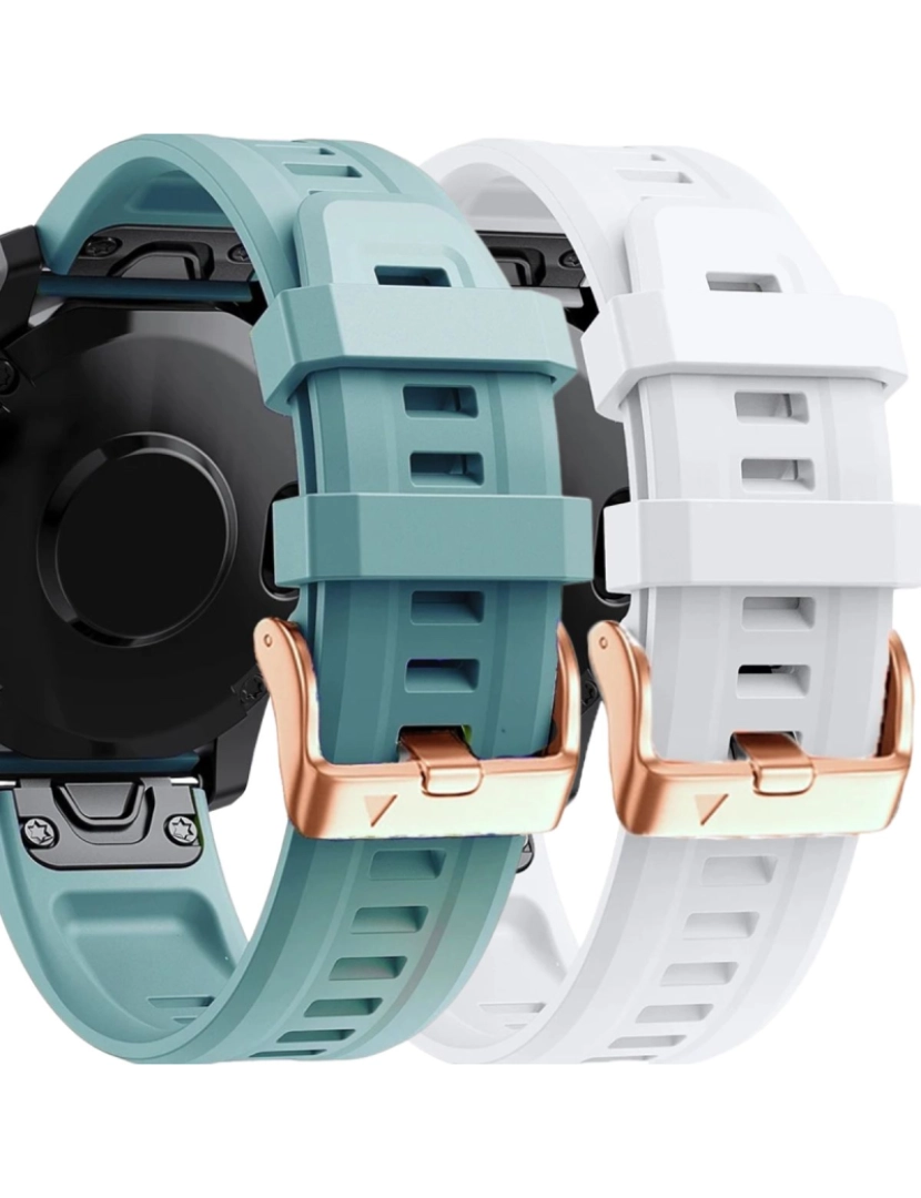 Antiimpacto! - Pack 2x bracelete Silicone fecho metal para Garmin Fenix 7S Pro Turquesa e Branco