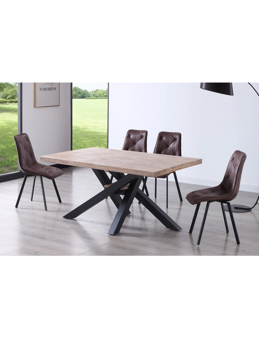 Duehome - MESA DE JANTAR FIXA XENA 160 MEL OAK / PRETO