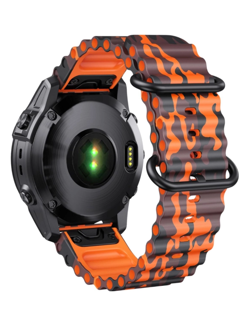 imagem de Pack 2x Bracelete Ocean Waves para Garmin Fenix 5 Plus Azul e Laranja militar3