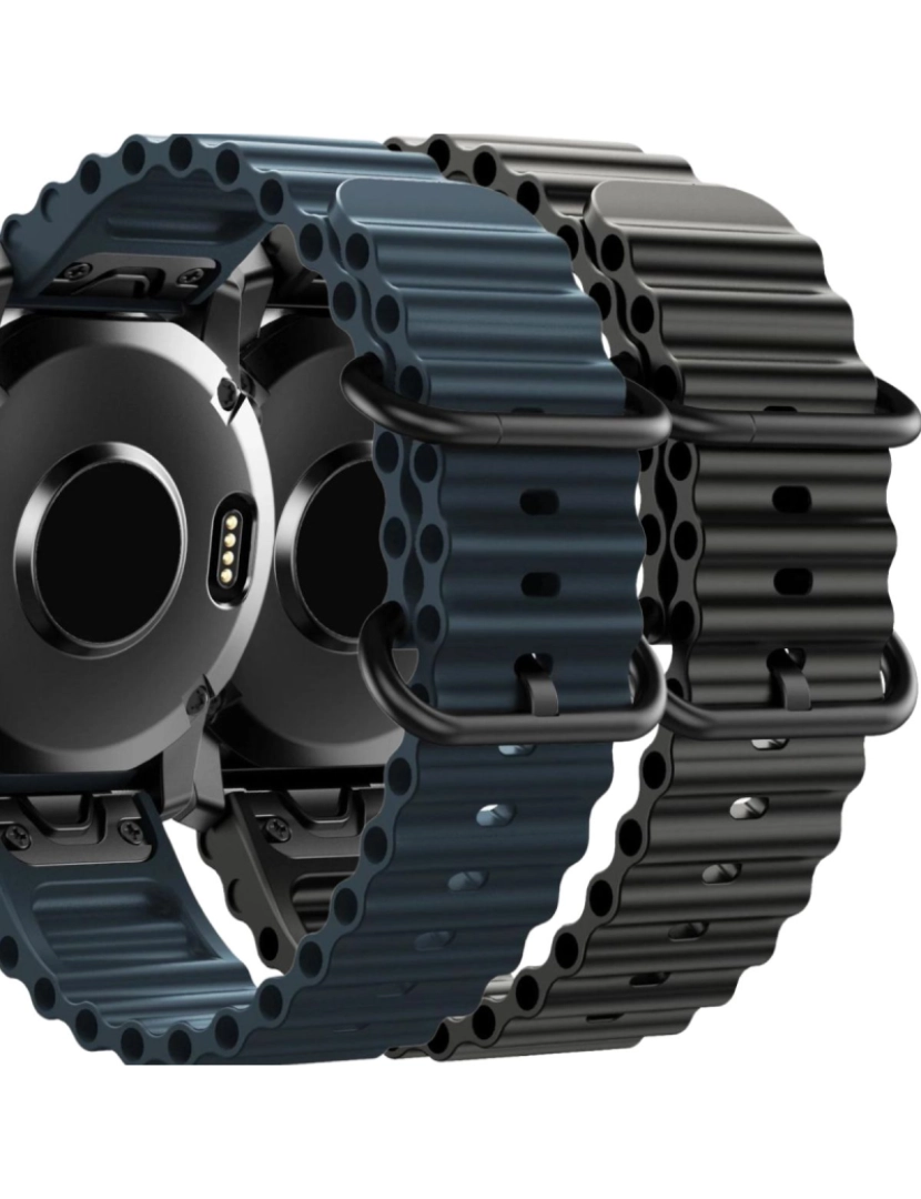 Antiimpacto! - Pack 2x Bracelete Ocean Waves para Garmin Fenix 8 Azul e Preto