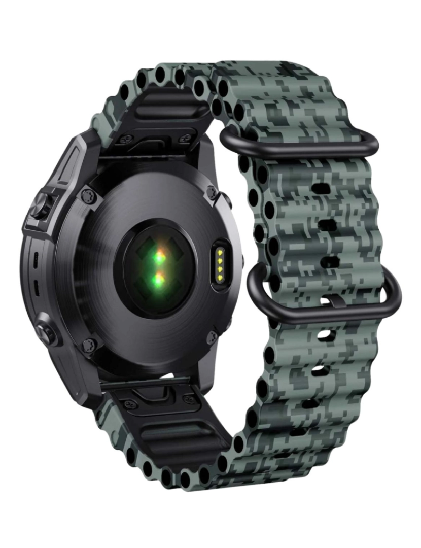 imagem de Pack 2x Bracelete Ocean Waves para Garmin Fenix 7X Pro Sapphire Solar Azul e Verde camo3