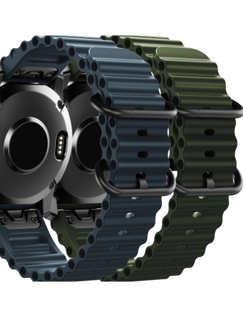 imagem de Pack 2x Bracelete Ocean Waves para Garmin Fenix 6 Pro Sapphire Azul e Verde1