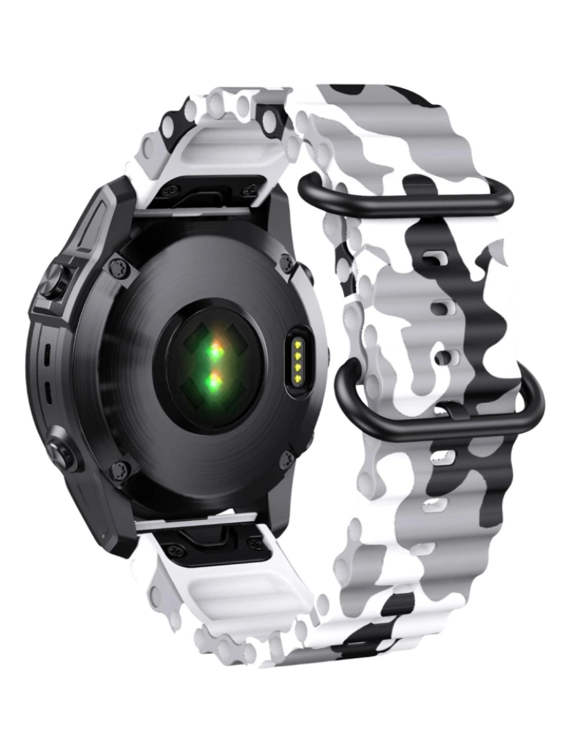 imagem de Pack 2x Bracelete Ocean Waves para Garmin Fenix 5X Plus Branco e Branco Militar3