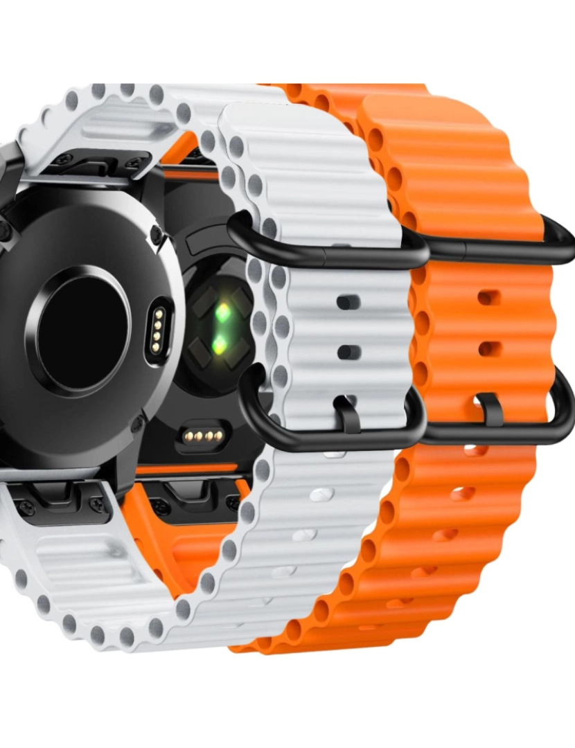 Antiimpacto! - Pack 2x Bracelete Ocean Waves para Garmin Fenix 8X Branco e Laranja