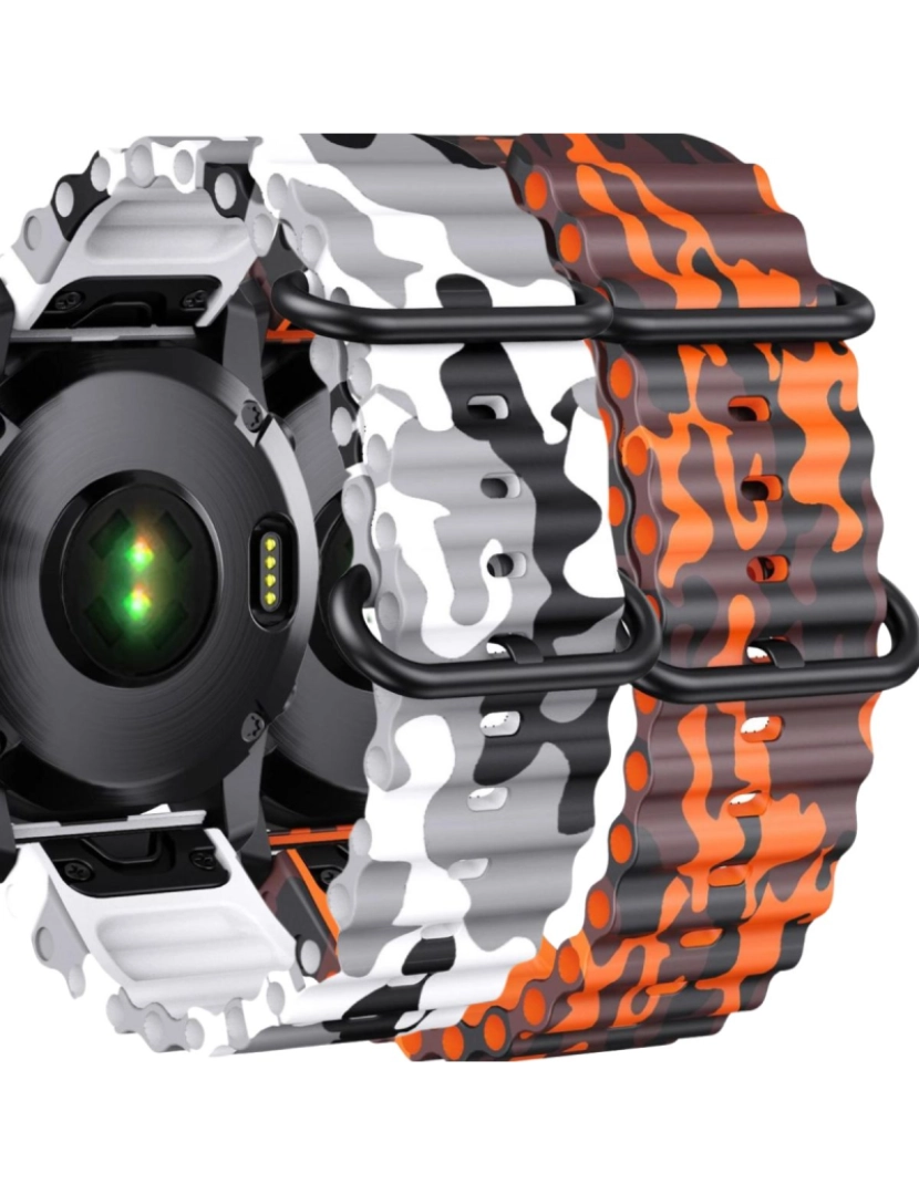 imagem de Pack 2x Bracelete Ocean Waves para Garmin Tactix 7 Branco Militar e Laranja Militar1