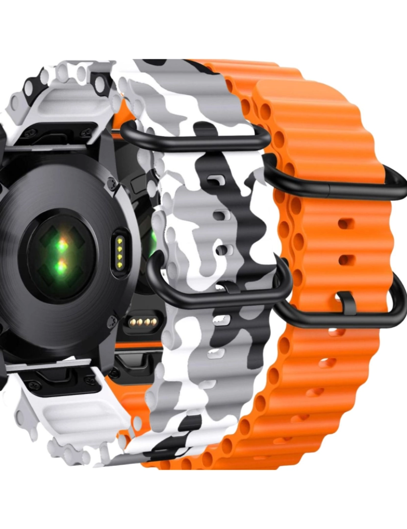 imagem de Pack 2x Bracelete Ocean Waves para Garmin Fenix 8 Branco Militar e Laranja1