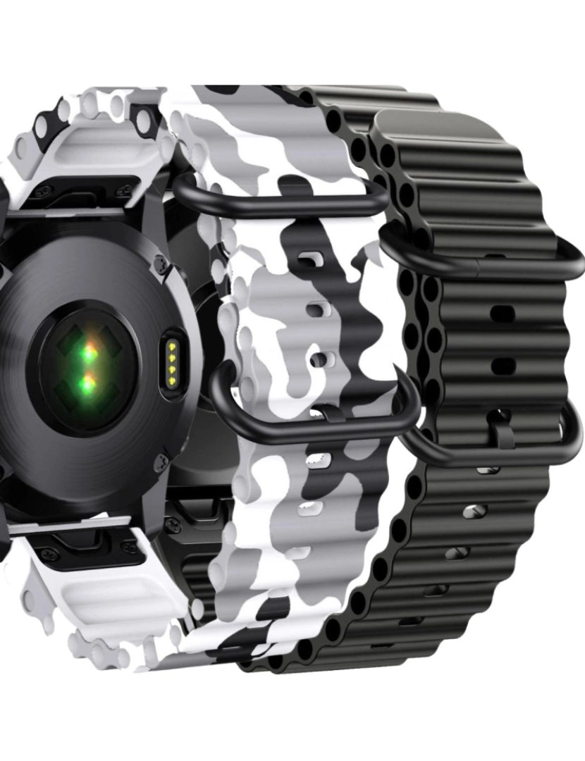 imagem de Pack 2x Bracelete Ocean Waves para Garmin Fenix 8 Branco Militar e Preto1