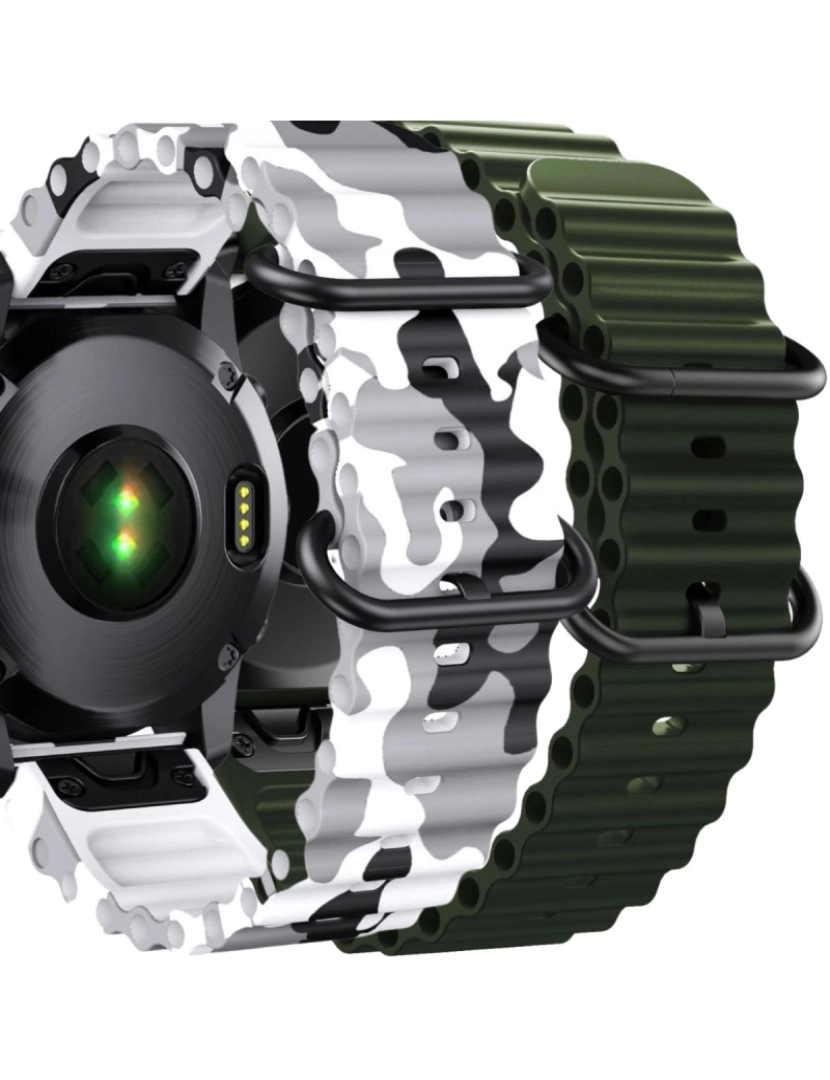 Antiimpacto! - Pack 2x Bracelete Ocean Waves para Garmin Fenix 8 Branco Militar e Verde