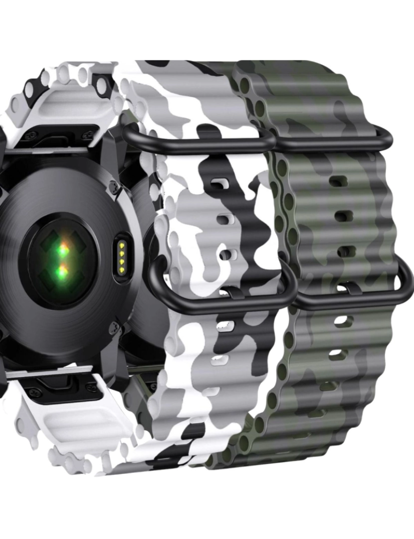 Antiimpacto! - Pack 2x Bracelete Ocean Waves para Garmin Fenix 8 Branco Militar e Verde Militar