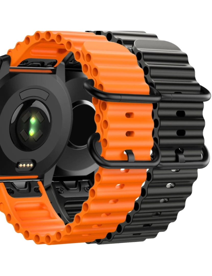 imagem de Pack 2x Bracelete Ocean Waves para Garmin Fenix 8 Laranja e Preto1