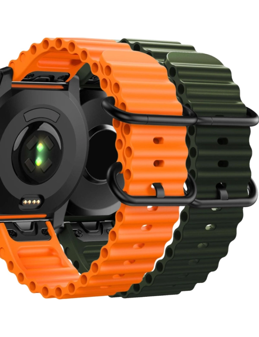 imagem de Pack 2x Bracelete Ocean Waves para Garmin Fenix 8 Laranja e Verde1