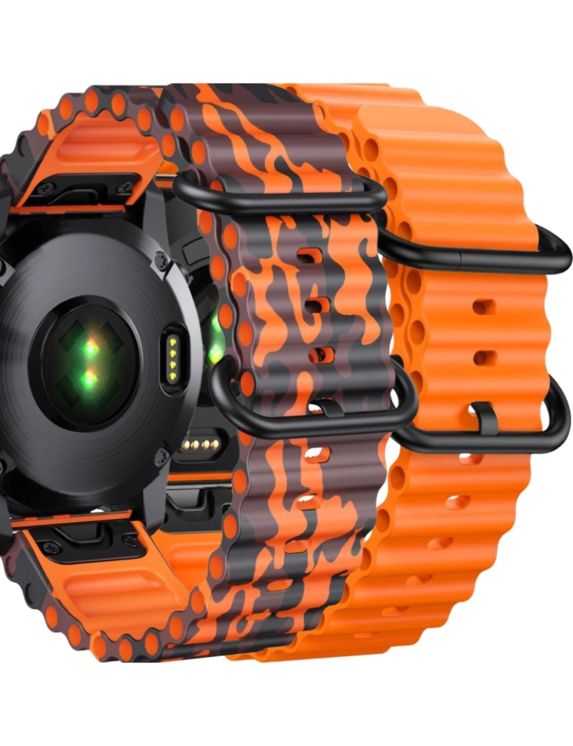 Antiimpacto! - Pack 2x Bracelete Ocean Waves para Garmin Fenix 8 Laranja Militar e Laranja