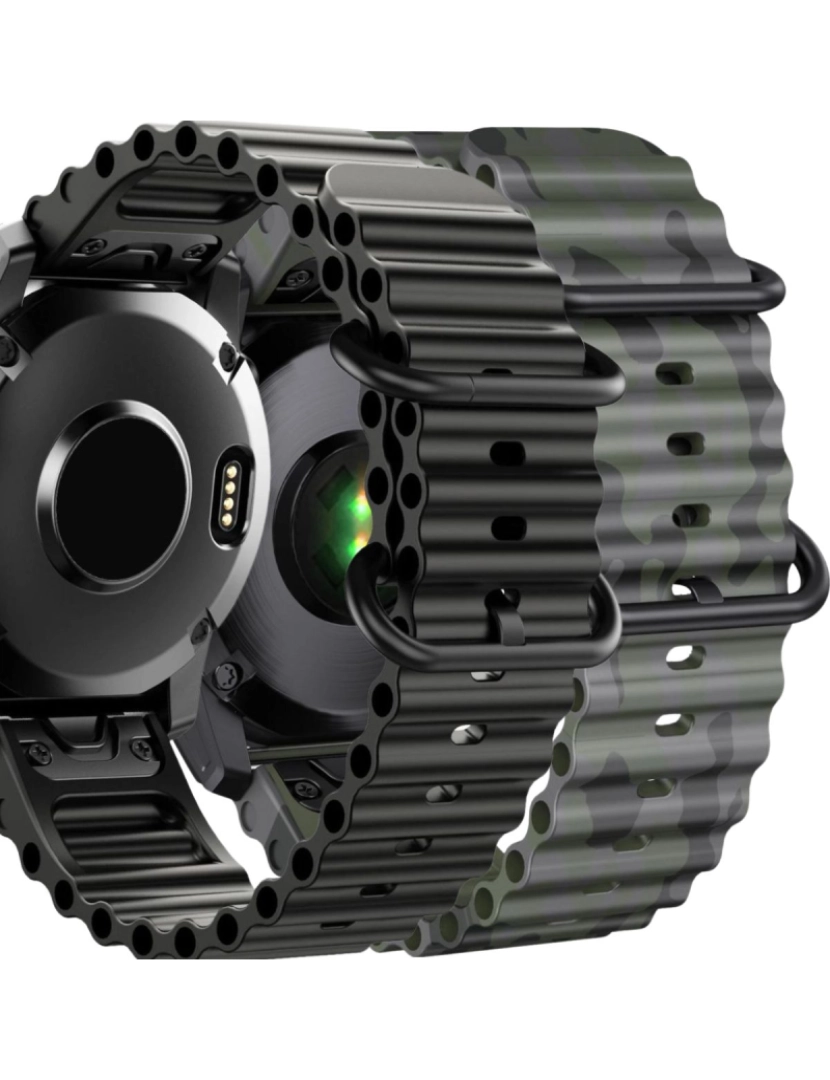 imagem de Pack 2x Bracelete Ocean Waves para Garmin Fenix 8 Preto e Verde Militar1