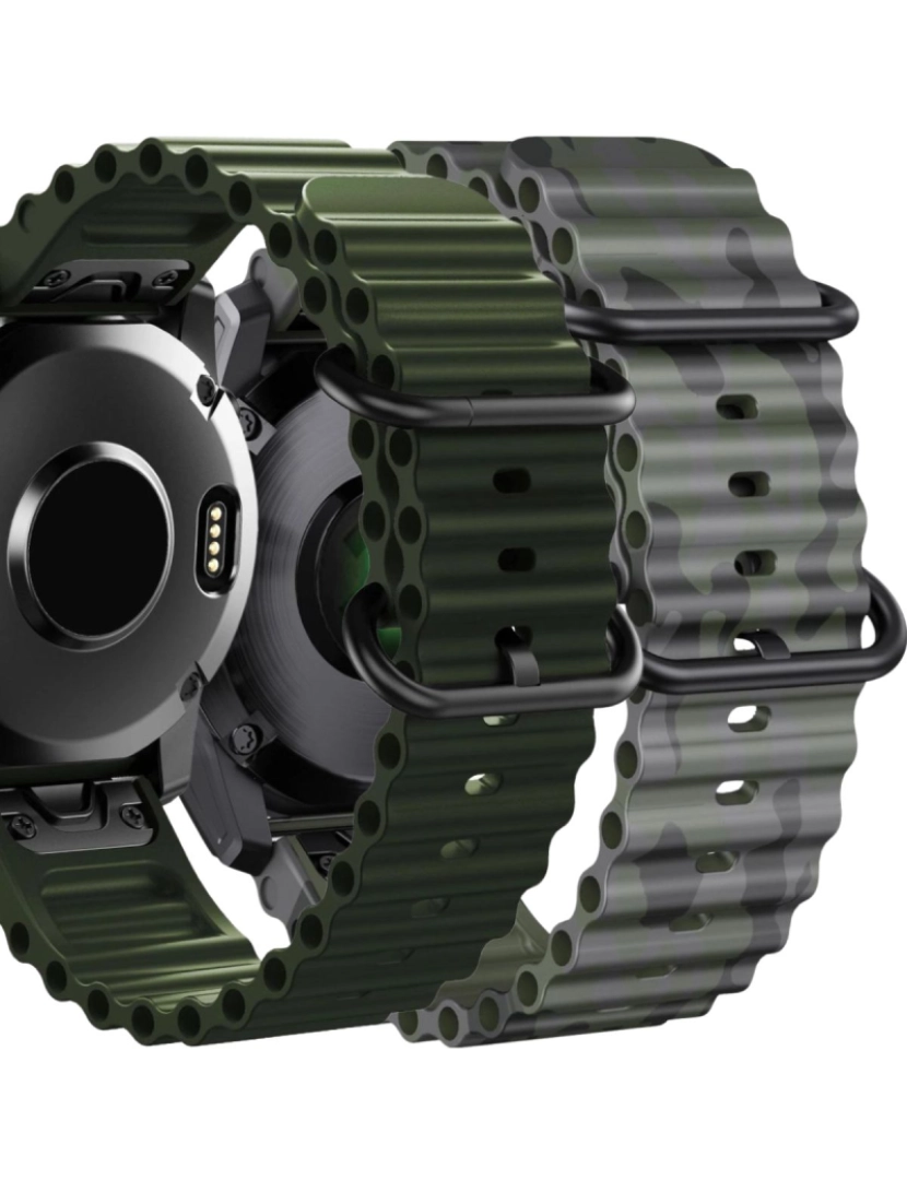 Antiimpacto! - Pack 2x Bracelete Ocean Waves para Garmin Fenix 8 Verde e Verde militar