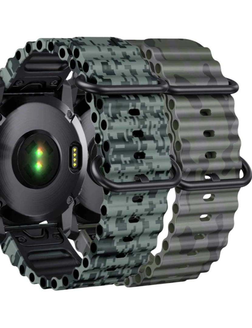 Antiimpacto! - Pack 2x Bracelete Ocean Waves para Garmin Fenix 8 Verde camo e Verde militar