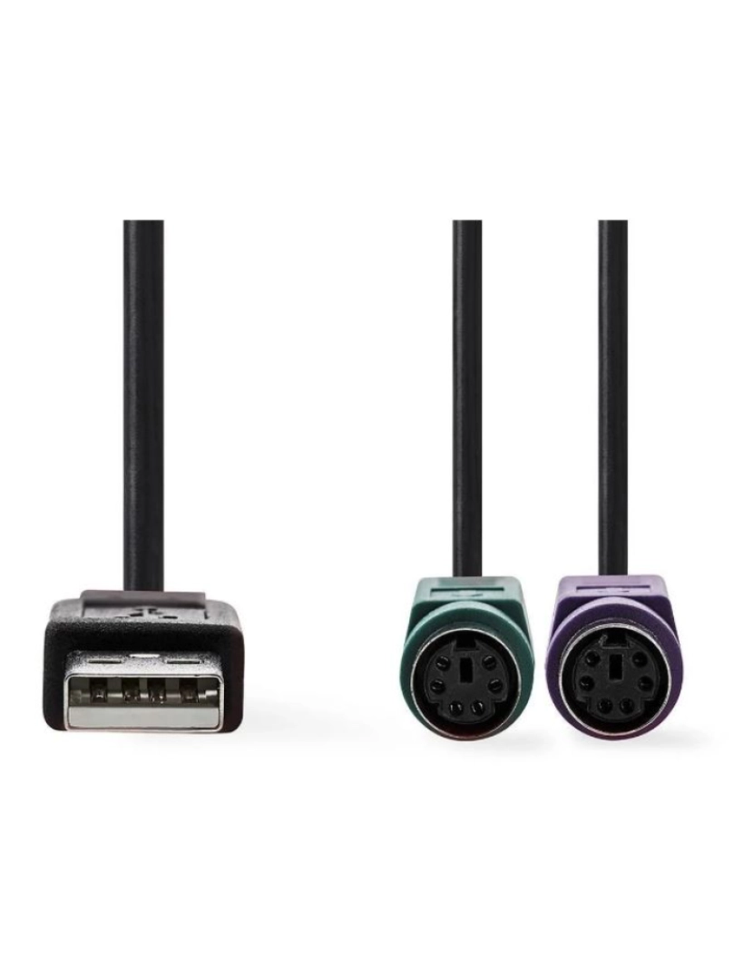 imagem de Cabo Adaptador USB-A Macho / 2x DIN 8P Fêmea 30CM Preto NEDISDERTIS1