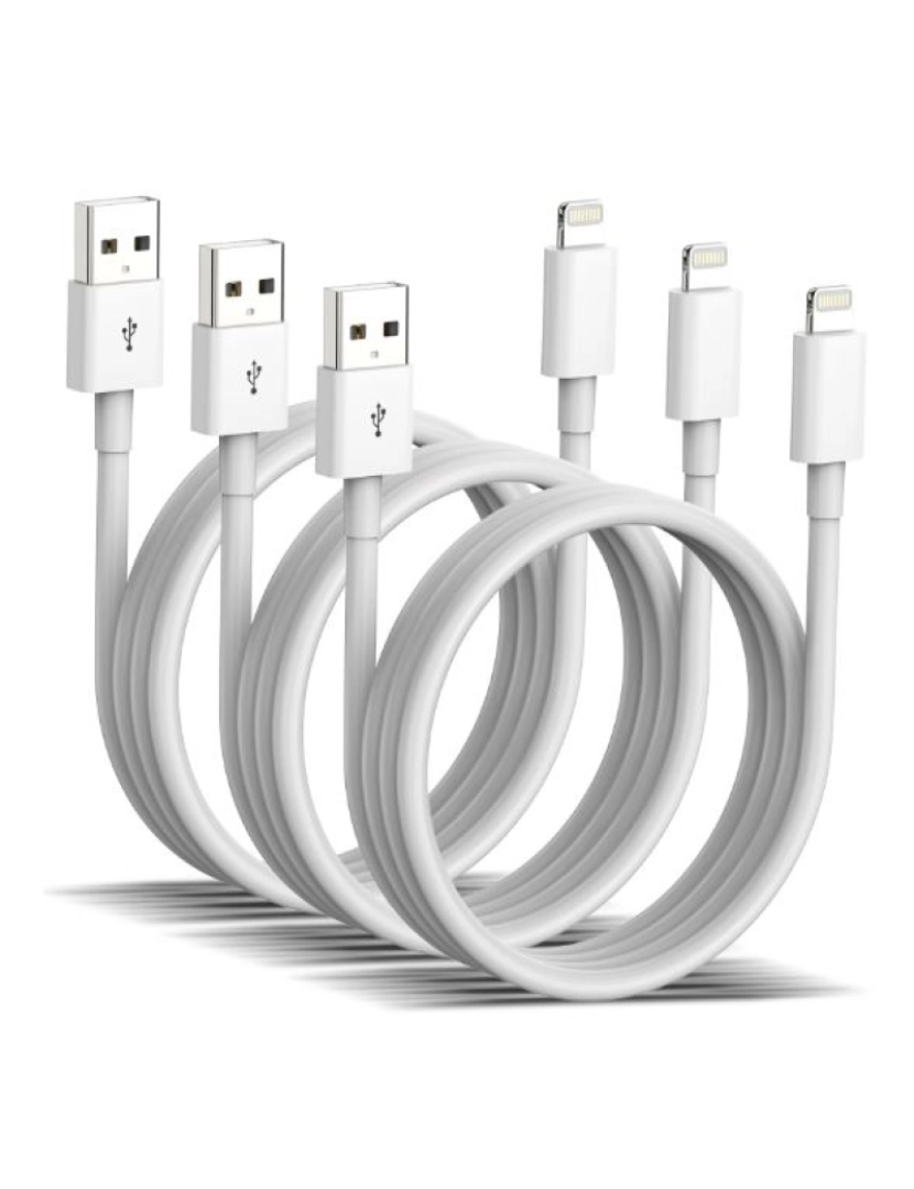 Nedisdertis - 3X Cabo para iPhone 6 NEDISDERTIS (Lightning - 1 m - Branco)