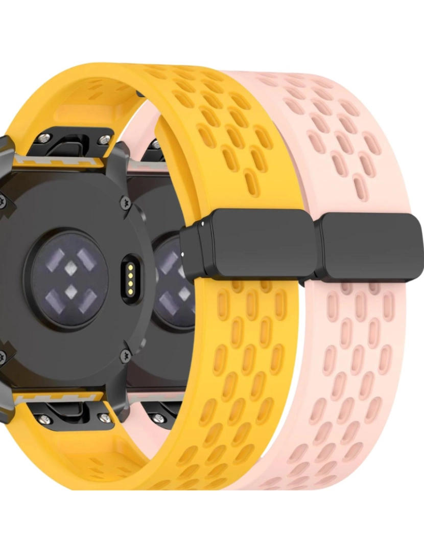 Antiimpacto! - Pack 2x Bracelete SnapFlow para Garmin D2 Mach 1 Pro Amarelo e Rosa