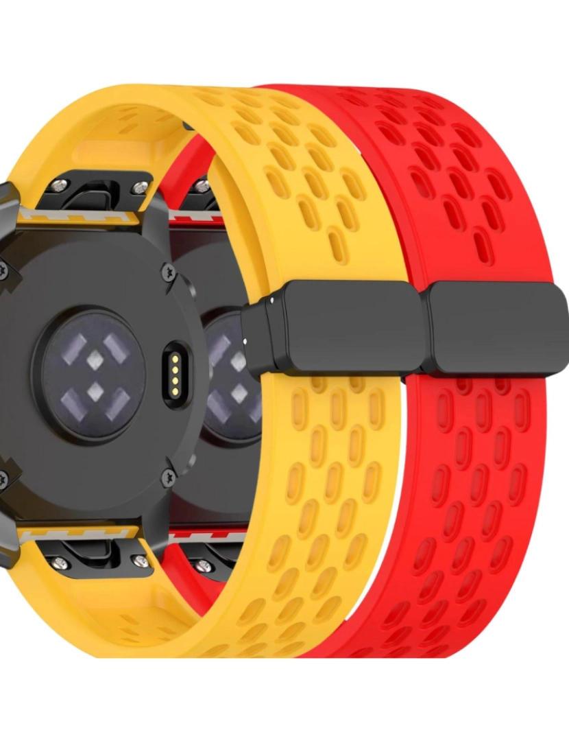 Antiimpacto! - Pack 2x Bracelete SnapFlow para Garmin D2 Mach 1 Pro Amarelo e Vermelho