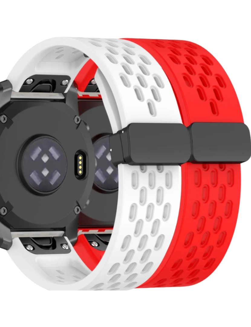 Antiimpacto! - Pack 2x Bracelete SnapFlow para Garmin Fenix 7S Branco e Vermelho