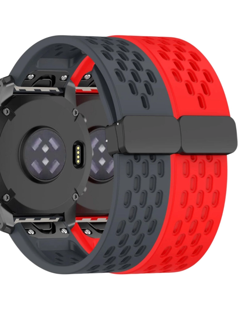 Antiimpacto! - Pack 2x Bracelete SnapFlow para Garmin Descent Mk3i 51mm Cinzento e Vermelho